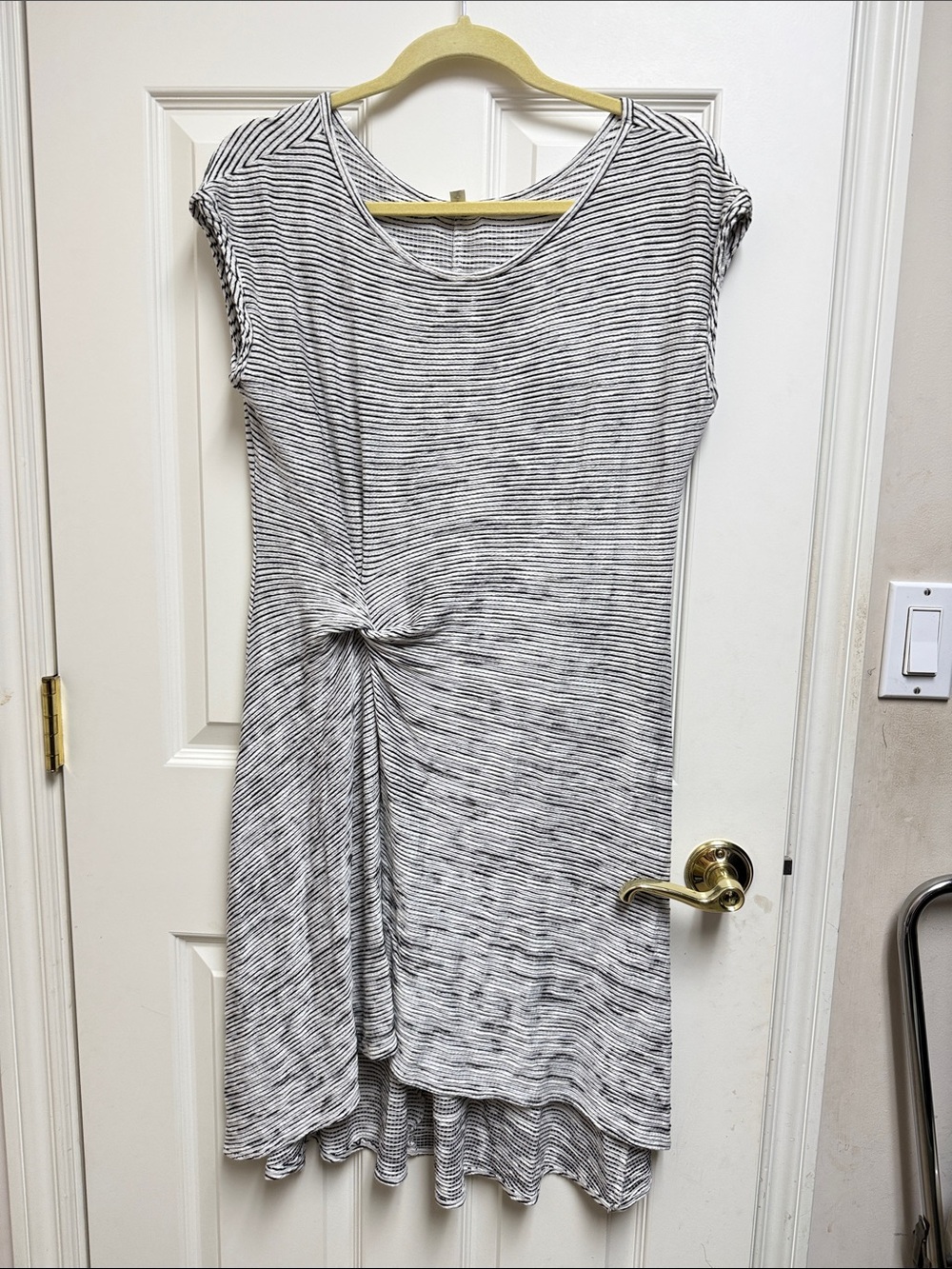Max Studio Black and White Striped High-Low Knot Dress